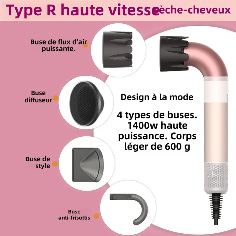 

EU Plug KR Plug Hair dryer 1400W high power, quick drying, lightweight body, low noise, comes with multiple types of air nozzles