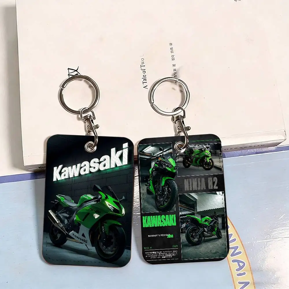 Cool K-kawasakis Motorcycle PU Soft Leather Rectangular Key Card Holder Induction Elevator Protection Cover Youth Faion Accory