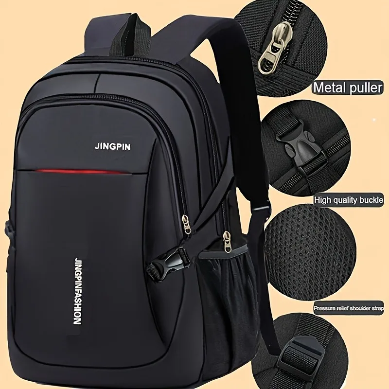 Mochila de nailon de moda para hombre: gran capacidad, mochila informal, adecuada para la escuela y los viajes, con compartimento para computadora portátil