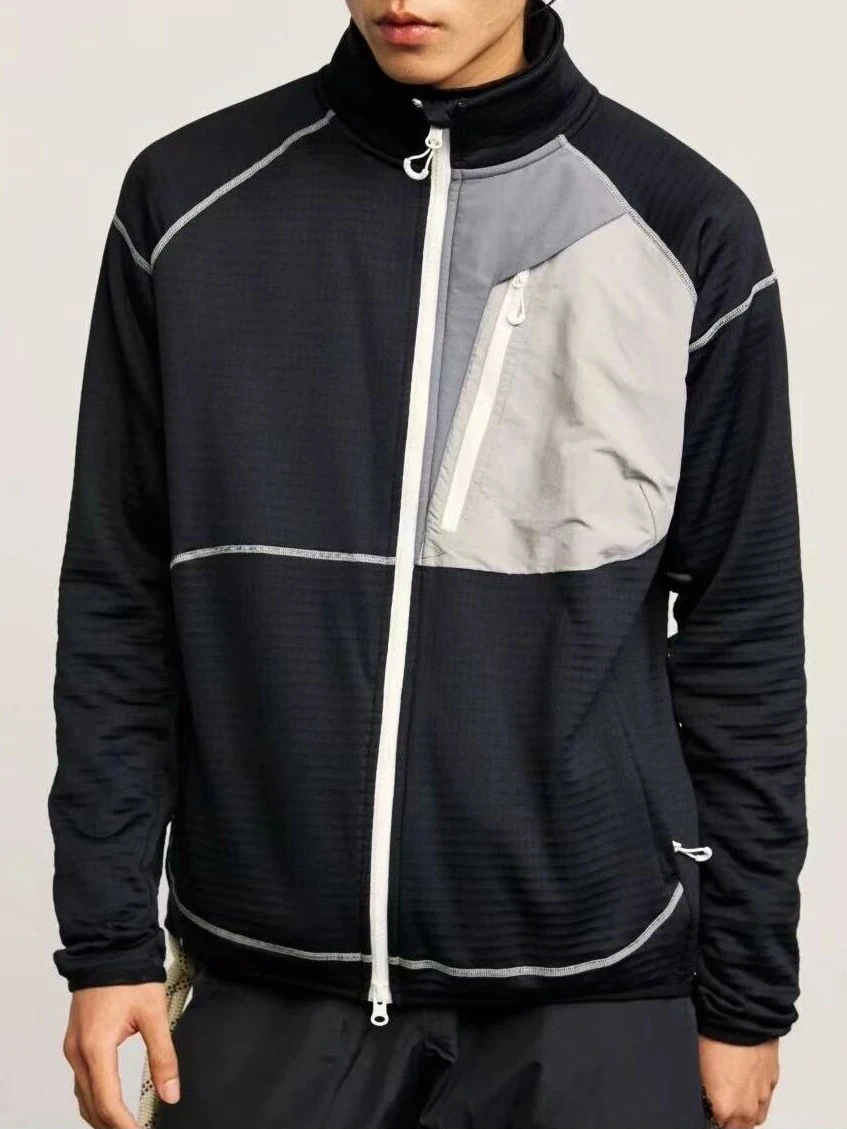 

Outdoor Sports Couple Sle Splicing Inner Warm Stand Collar Zipper Open Cardigan Jaet Lightweight Polyester Fiber Men's Ja...