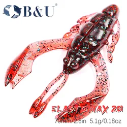 B&U-TPR Floating Soft Plastic Lure, Shrimp, Crayfish Fishing Bait, Rigged Jig, Weedless, Drop Shot Tackle