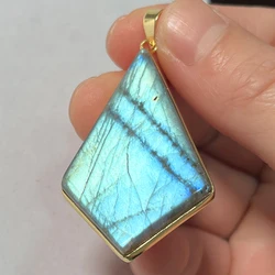 Necklace Pendant Natural Stone Irregular Shape Bead Labradorite for Women Men Jewelry 1Pcs
