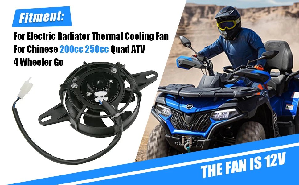 sthus Universal Motorcycle Radiator Cooling Fan Electric Fan 4inch For 200cc 250cc Quad ATV Dirt Bike