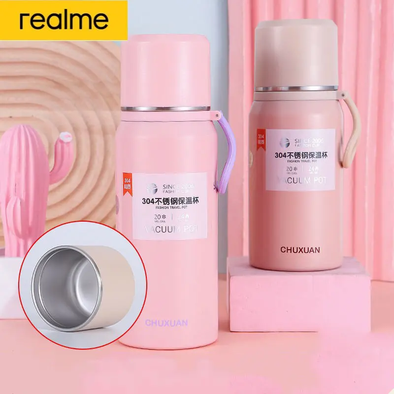 realme 450ml 350ml Thermos Thermos  304 Small Hot Water Bottle Simple  Tumbler Stainless Steel Water Bottle Keeps Cold