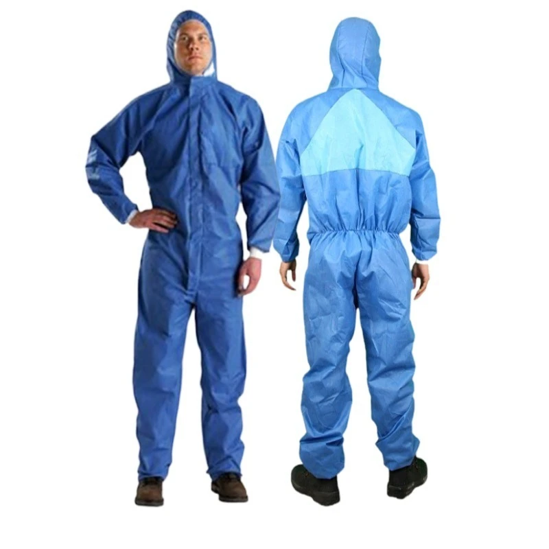 

Blue hooded one-piece protective clothing, spray paint clothing, dust clothing