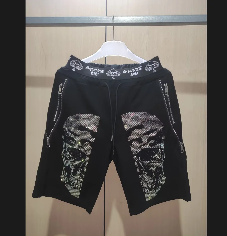 Streetwear Rhinestone short pant  Men Hip Hop short Clothes Top quality  2025