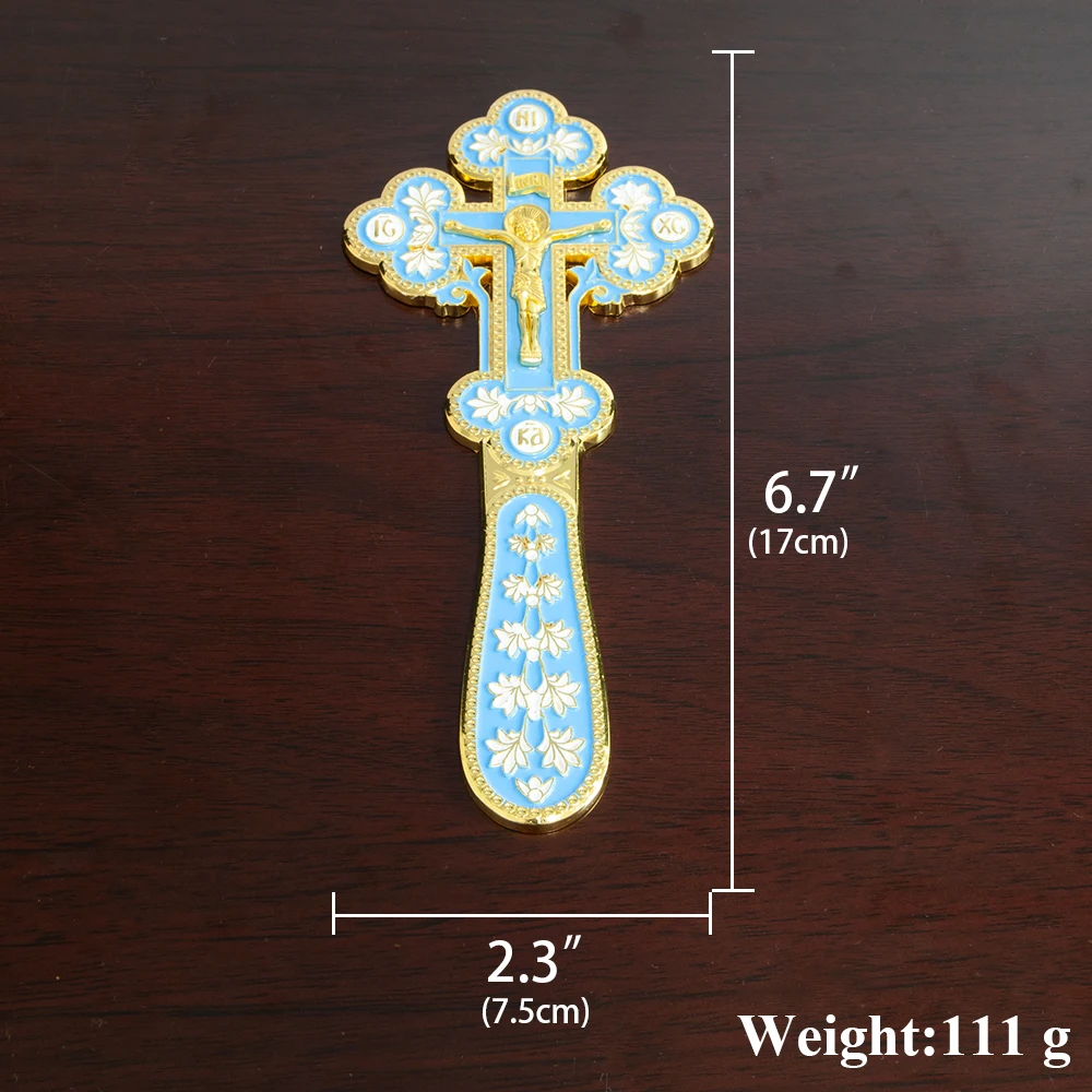 Christian Orthodox Church Ceremony Jesus Cross Family Prayer Alloy Portable Handheld Cross Hand Colored