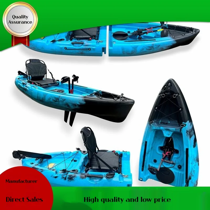 Portable LLDPE Kayak with Split Hard Shell, Electric/Pedal-Driven Canoe for Solo/Tandem Lake/Sea Adventures, Modular Assembly