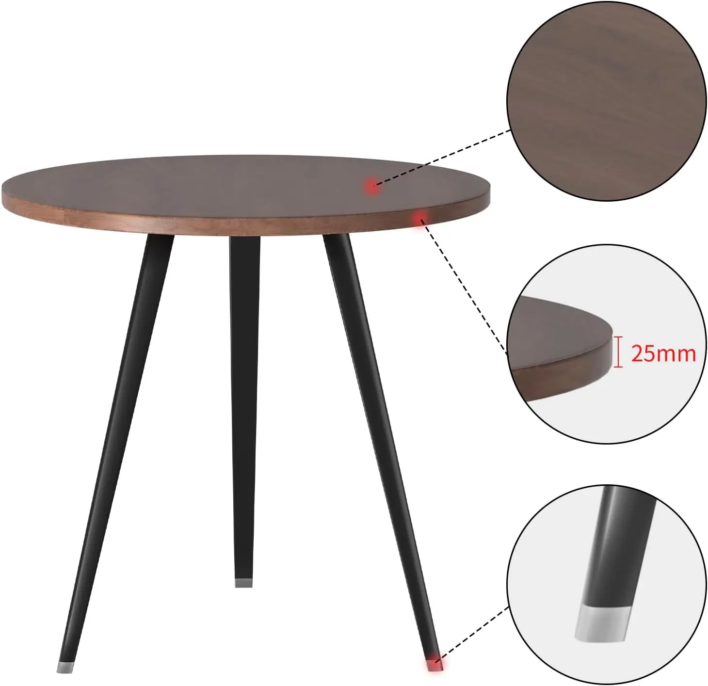 Ronde eettafel, 35" ronde multifunctionele vergadertafel met aluminium poot voor woonkamer, kleine keukentafel voor 2-4 personen