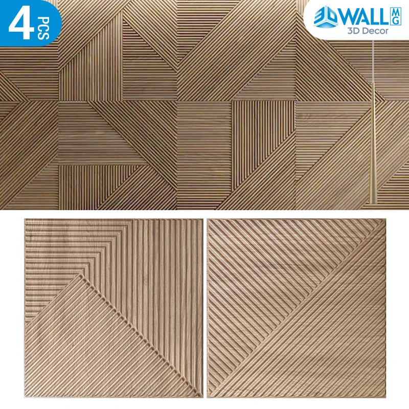 

4pcs 50cm Wood grain 3D Stereo Wall Panel Diamond Not self-adhesive tile 3D wall sticker living room Bathroom tile wall paper