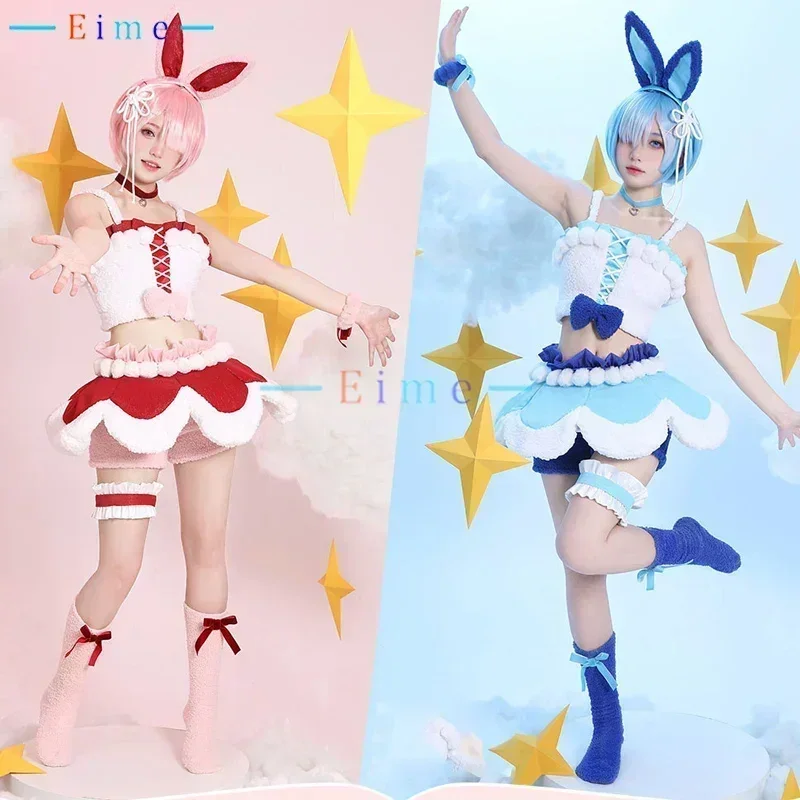 

Аниме Re:Life in a Different World Rem Ram Косплей Костюм Женская милая праздничная одежда Костюм кролика для девочек Хэллоуин Карнавальная униформа
