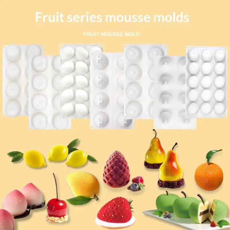 Molde de Silicona para Pastel de Frutas Serie Cereza, Persimón, Granada, Fresa, Limón, Durian, Molde para Mousse, Decoración de Pasteles