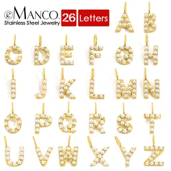 eManco Faux Pearls Stainless Steel Alphabet Charms Initials Accessories Name Custom Necklaces Niche Trend Jewelry A-Z