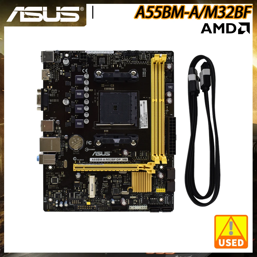 

Материнская плата ASUS FM2 Socket AMD A55, чипсет с поддержкой A10/A8/A6/A4/Athlon Micro ATX PCI-E 3,0, б/у материнская плата A55BM-A/M32BF/DP_MB