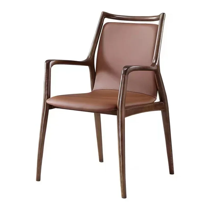 Solid wood chair, soft bag chair, hotel book chair with armrests, cafe leisure chair Minimum order of 5