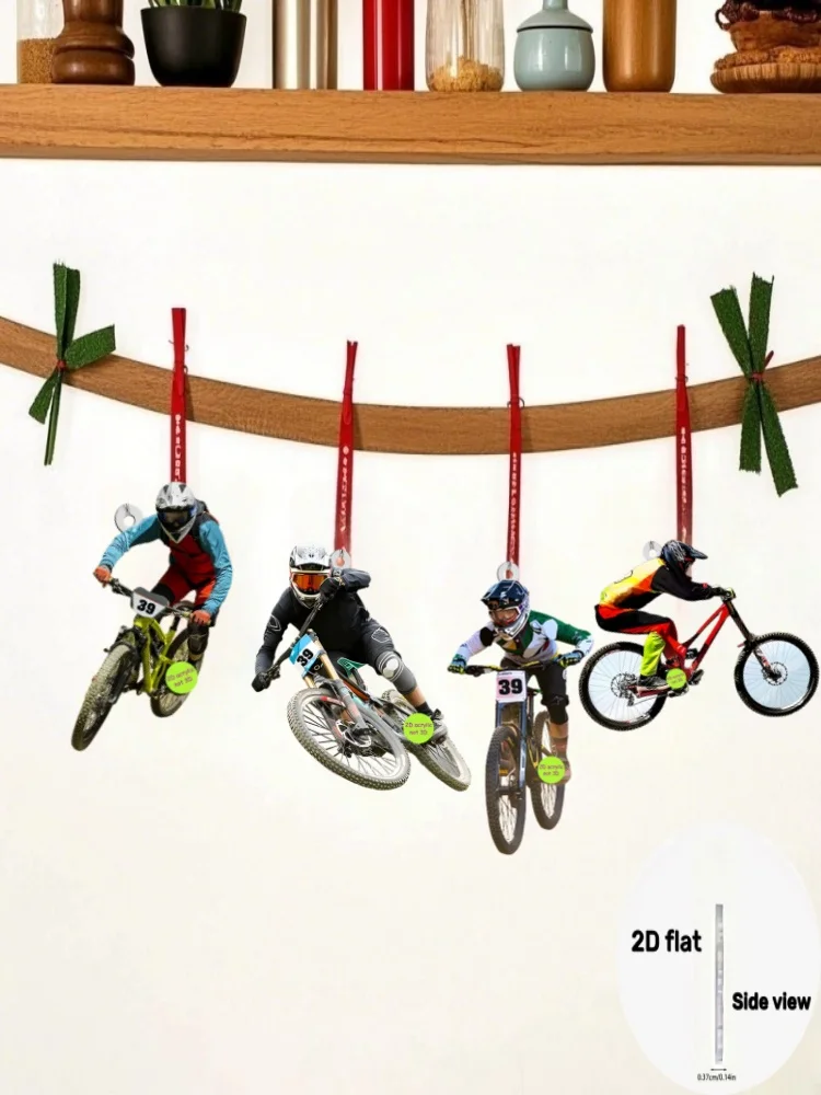 AliExpress 2D Off-Road Mountain Bike Keychain Acrylic Cool Street Style 4pcs Wallet Decoration Hanging Ornament Car Pendant Halloween Gifts