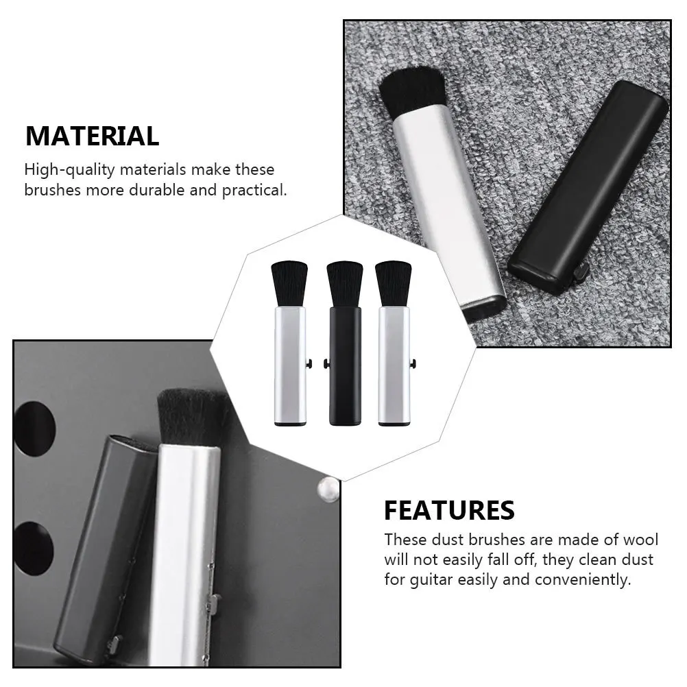 

3Pcs Guitar Dust Removal Brushes Durable Wool ABS Cleaning Tools for Guitar Ukulele Guzheng Convenient Portable