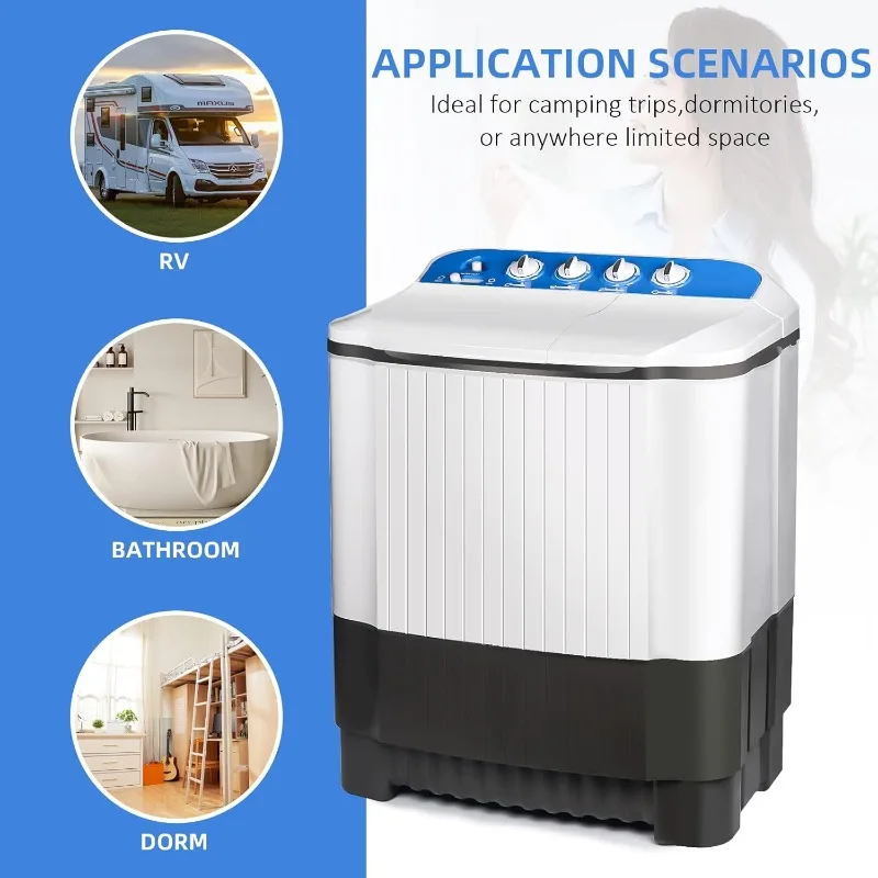 Portable Washing Machine,with twin Tub (Wash and Spin Dry), Compact Laundry Washer for Apartments, Dorm, RV