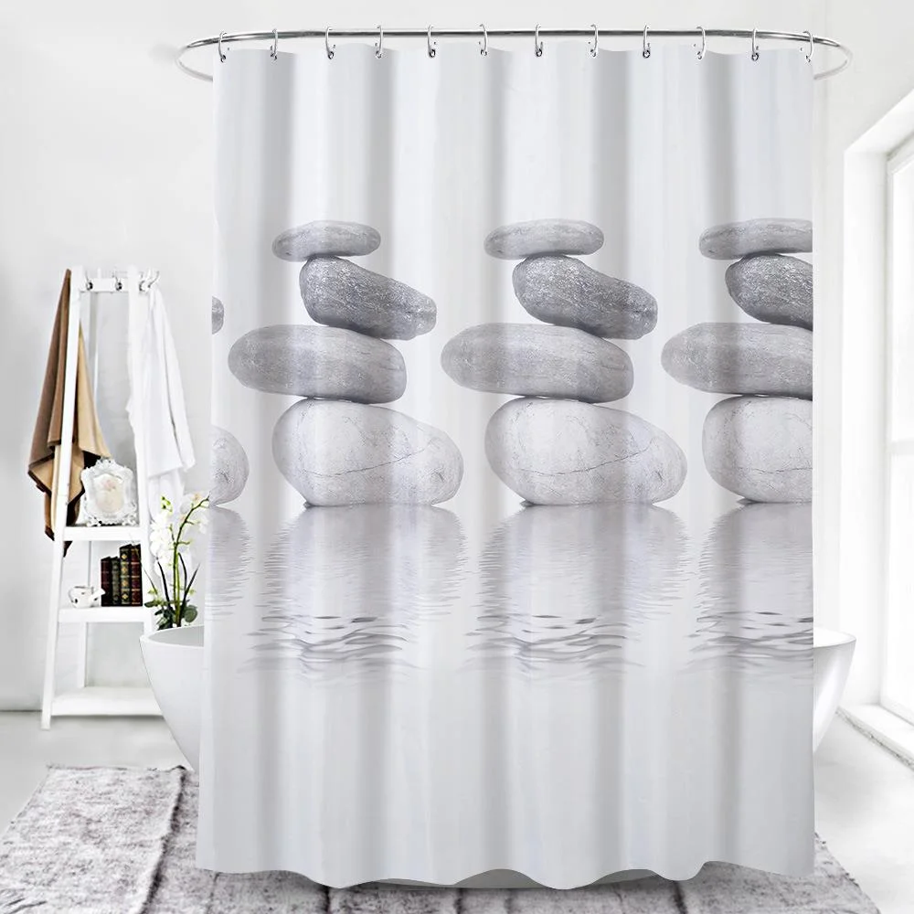 Shower Curtain Waterproof Mildew waterproof Bath Curtains With Hooks Modern Cobblestone Pattern Translucent Bathroom Curtain