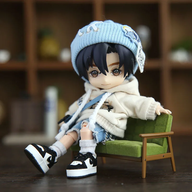 New Ob11 Doll Fashionable Bf style set With Denim shorts Doll Clothes For Penny, Nendoroids Ob11, Mollys, Obitsu 11