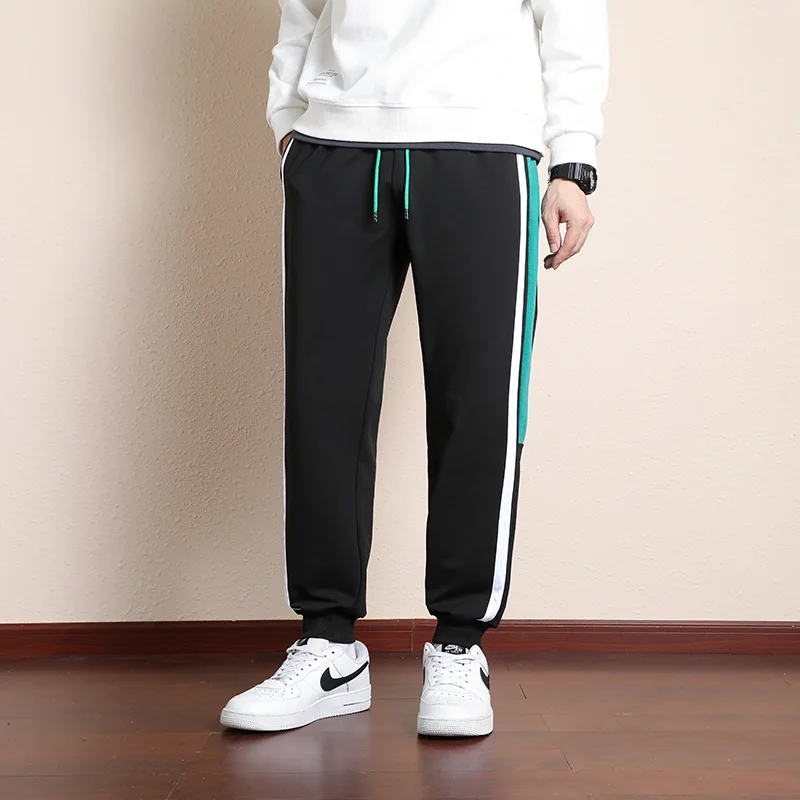 

Мужские прямые новые спортивные брюки для бега на шнурке, весенне-осенние свободные теплые повседневные спортивные штаны, мужские дышащие модные классические брюки