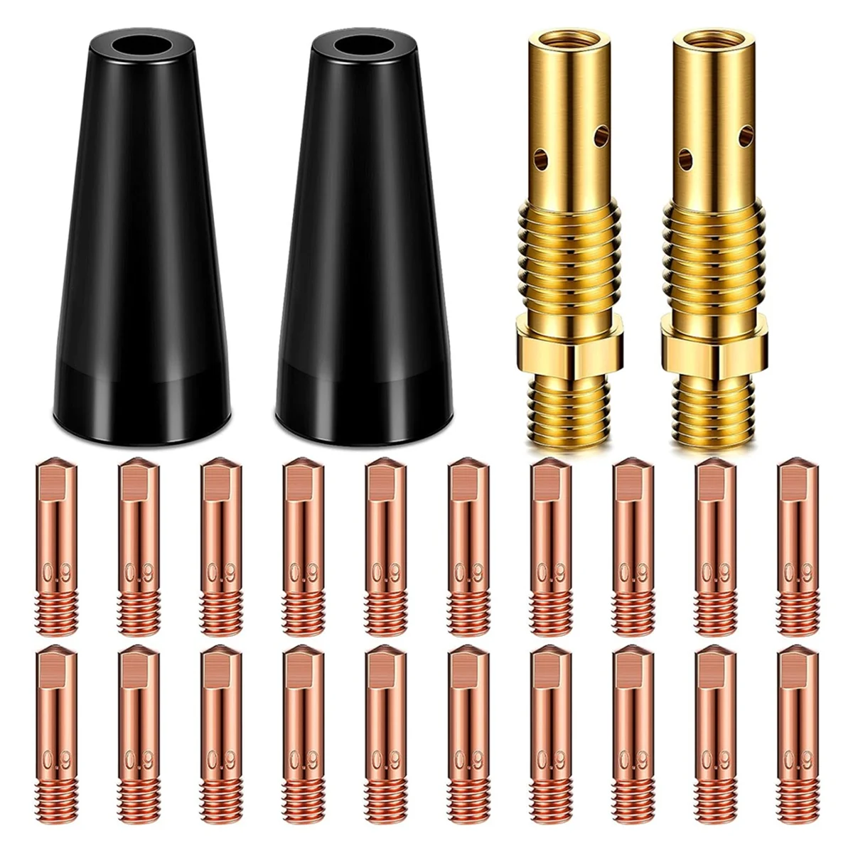 

24 Pcs Flux Core Gasless Nozzle Tips Kit KP1939-1 Flux Core Welder Flux Welder Contact Tips Gasless Nozzle Gas