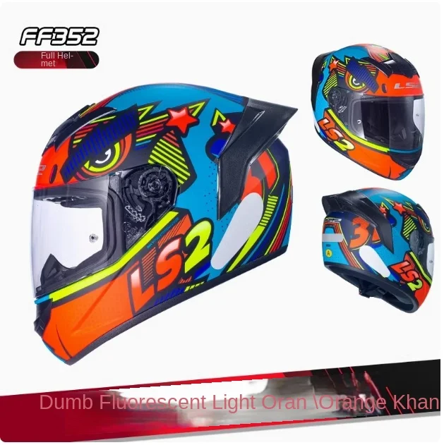 LS2 FF358/352 Full-face Motorcycle Helmet for Men and Women in All Seasons Anti-fog Large Rear Wing Motorcycle Racing DOT ECE