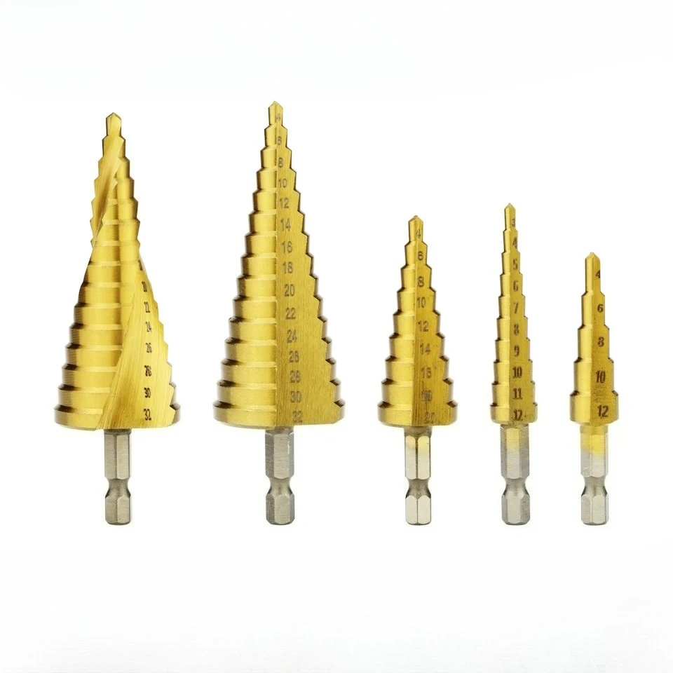 Titanium Step Drill Bit High Speed Stepped Drill Set Saw Drill Tools Conical Stage Drill For Metal Wood 3-12 4-12 4-20 4-32mm