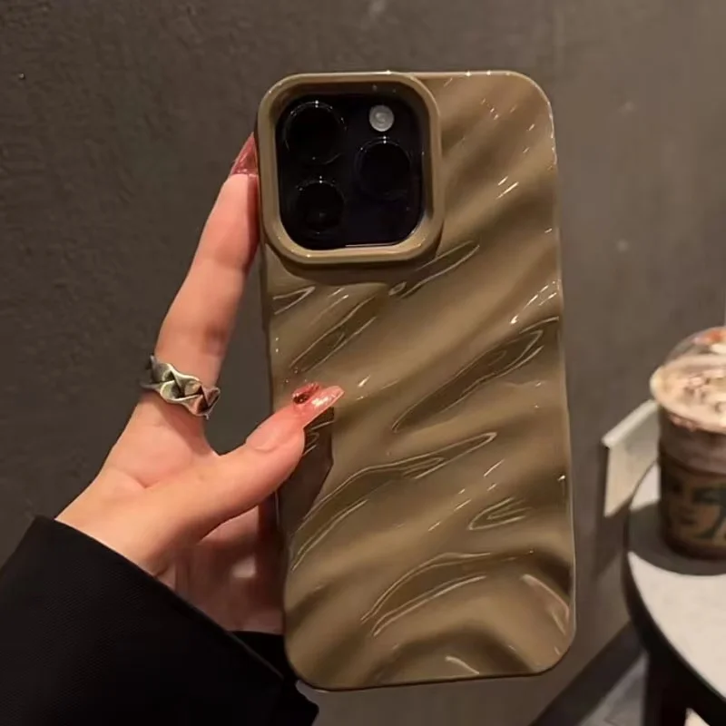 Simple Pleated Wave Pattern Case for IPhone 15 14 12 13 11 Pro Max IP Case XR XS Max 6 7 8 Plus Shock Cover Silicone Soft Case