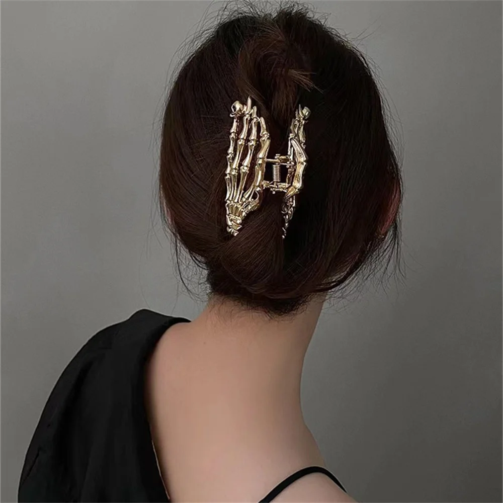 Creative Skull Skeleton Hand Bone Hair Claw Ghost Skeleton Halloween Party Punk Hairpin For Women Girls Y2k Hair Accessories