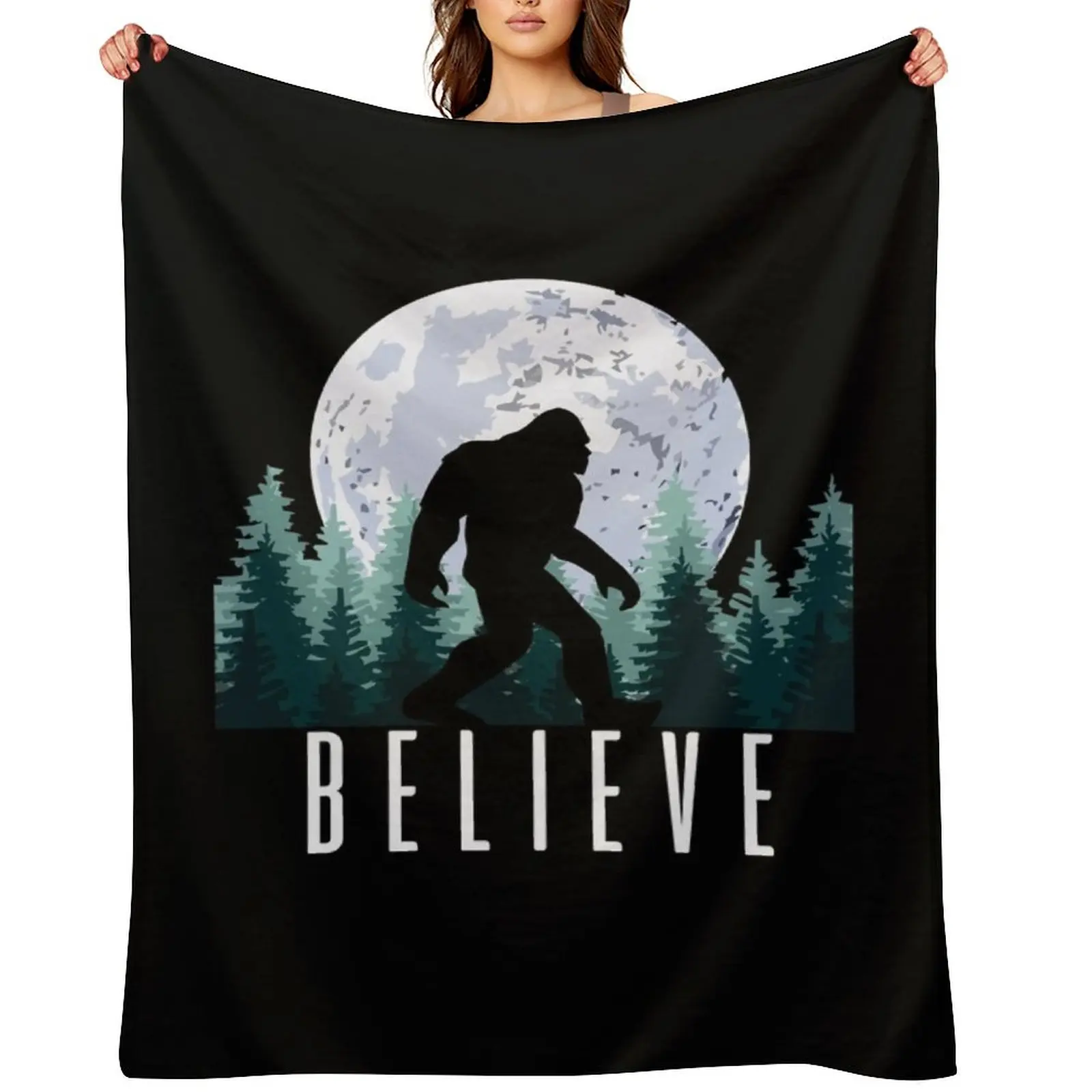 

Bigfoot Believe | Sasquatch Throw Blanket Camping blankets and throws Cute Plaid Blankets For Sofas Blankets