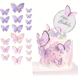 20-piece set of pink and purple paper butterfly cake flag butterfly theme party decoration
