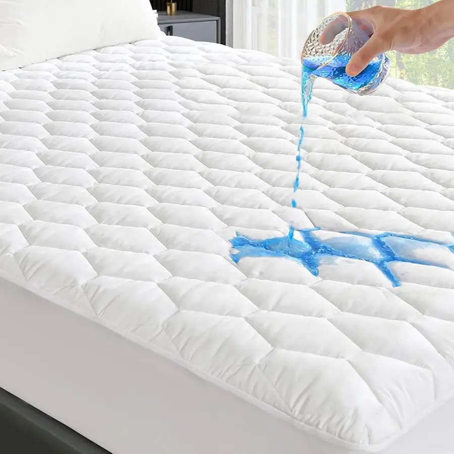 

Full Mattress Protector Waterproof, 100% Waterproof Quilted Fitted Mattress Pad, Noiseless Hollow Cotton Mattress Co er, fits up