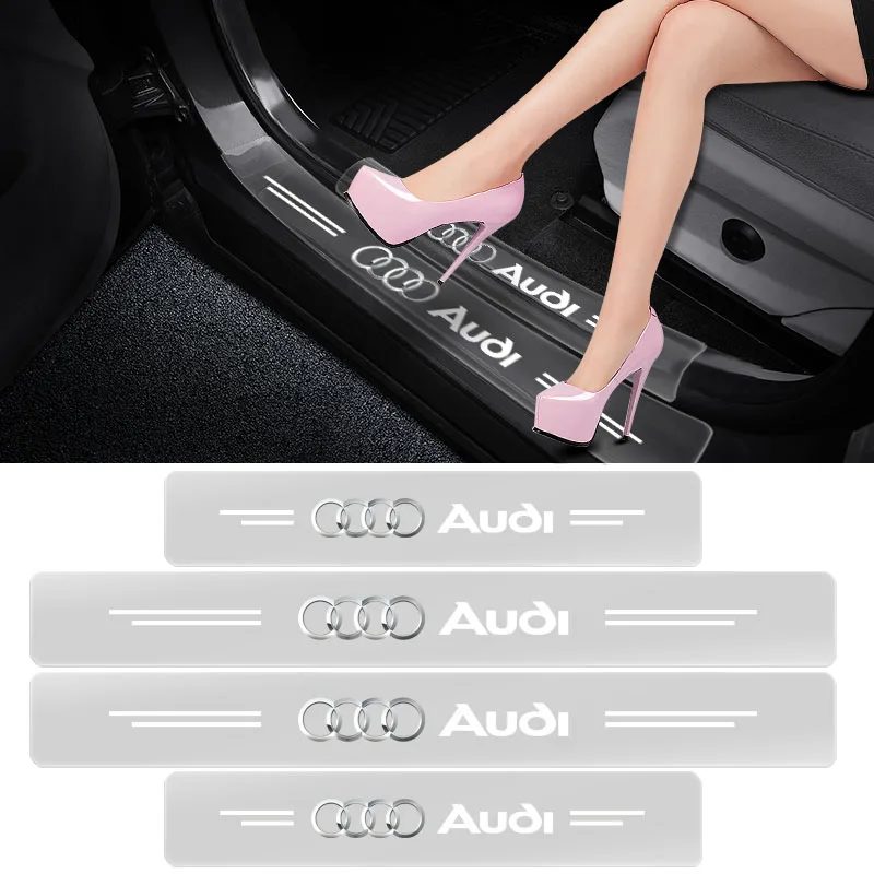 Car threshold waterproof stickers transparent accessories 4 pieces For Audi B9 B8 B7 B5 B6 A7 A8 Q7 8P 8V 8L A5 A6 C6 C5 C7 TT