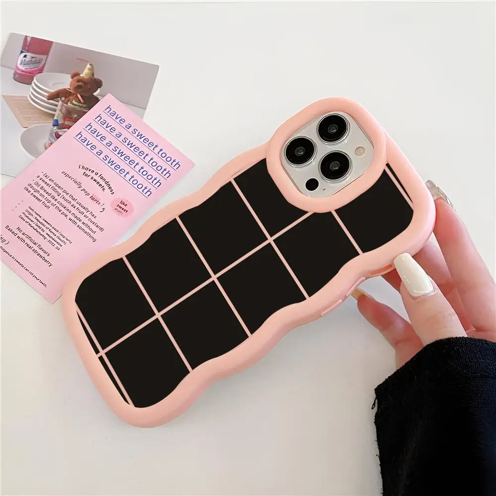 Checkerboard Pattern Phone Case Pink Cute Girls New Wave Corners Macaron For IPhone 16 15 14 13 12 11 X Vivo Samsung Oppo