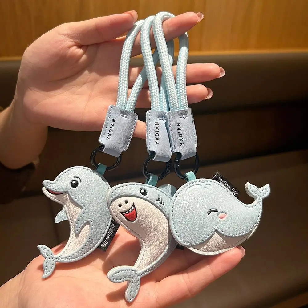 High Quality Blue Dolphin Shark Doll Keyrings Ornament Multipurpose Backpack Pendant with Lanyard Keychain