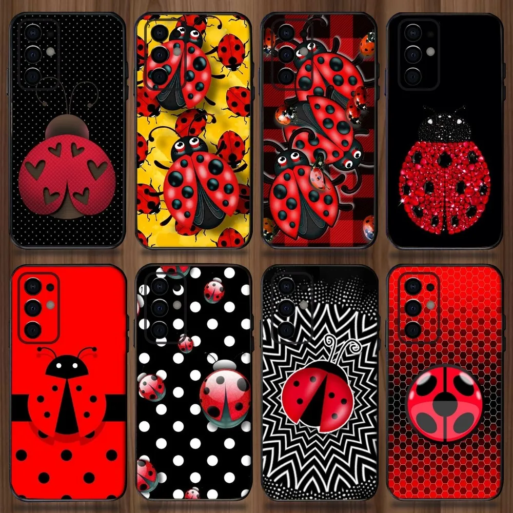 Insect Seven-star ladybug Phone Case For Samsung Galaxy A13,A21s,A22,A31,A32,A52,A53,A71,A80,A91 Soft Black Cover