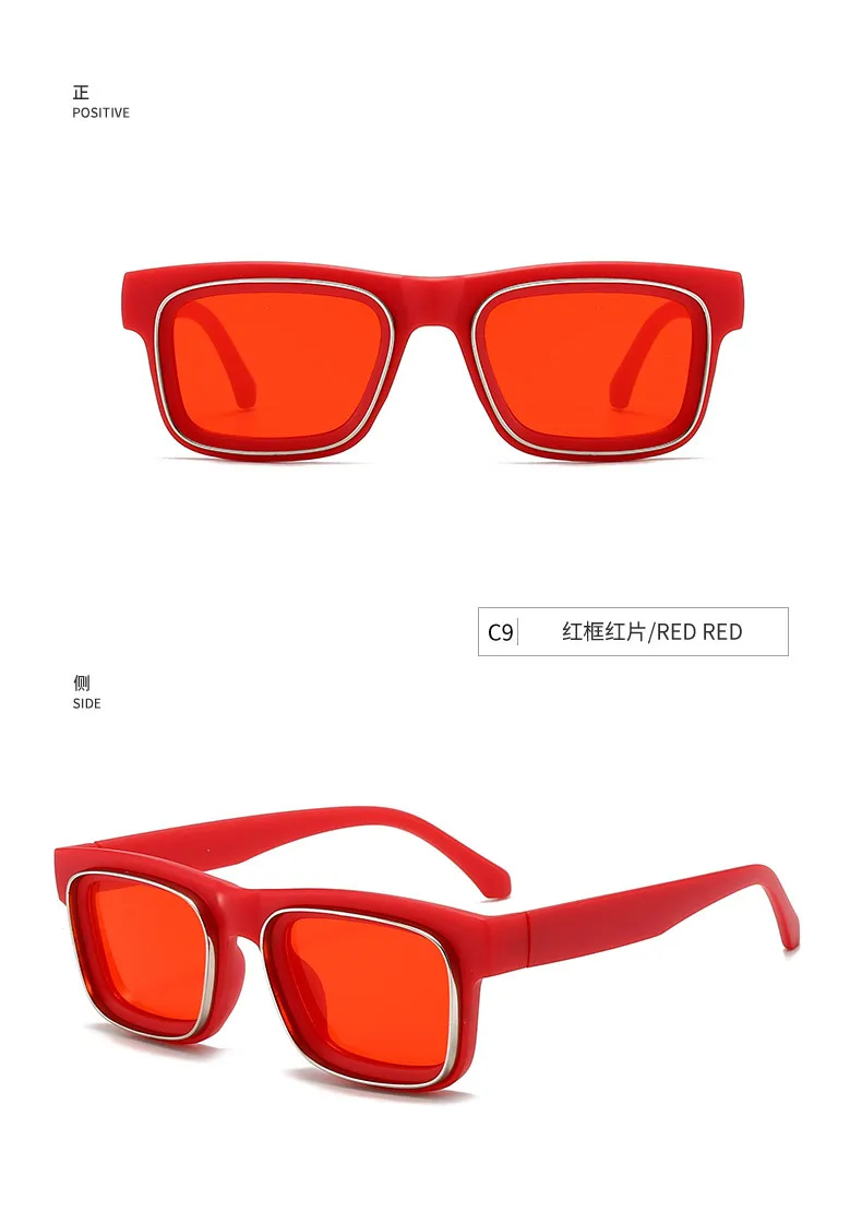 Neue Vintage Quadratische Sonnenbrille für Damen und Herren Marken-Rechteck-Sonnenbrille Ovale Brillen für Männer und Frauen – Detail 13