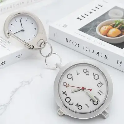 

Luminous Keychain Glowing Pocket Watches for Men Nurse Hanging Clip on Stainless Steel Lightweight Practical Daily