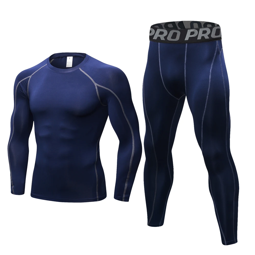 Mens Compression Shirt and Pants Set Quick Dry Sportswear Running Basketball Base Layer Tight Long Johns Workout Tracksuit