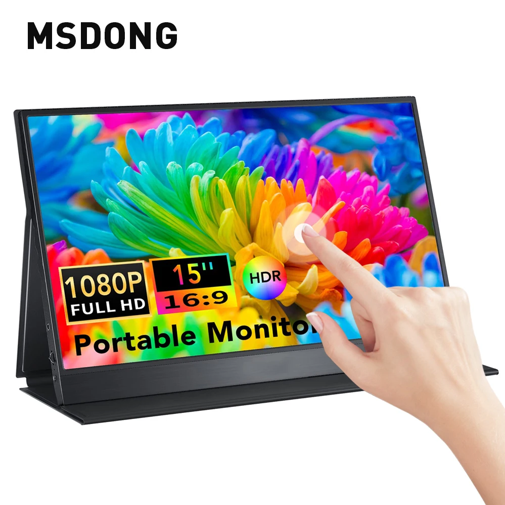 15‘’ Touchscreen Portable Laptop Monitor With HDR 100%sRGB IPS Screen Gaming Display For PC Xbox PS4/5 Switch 15 Inch Touch