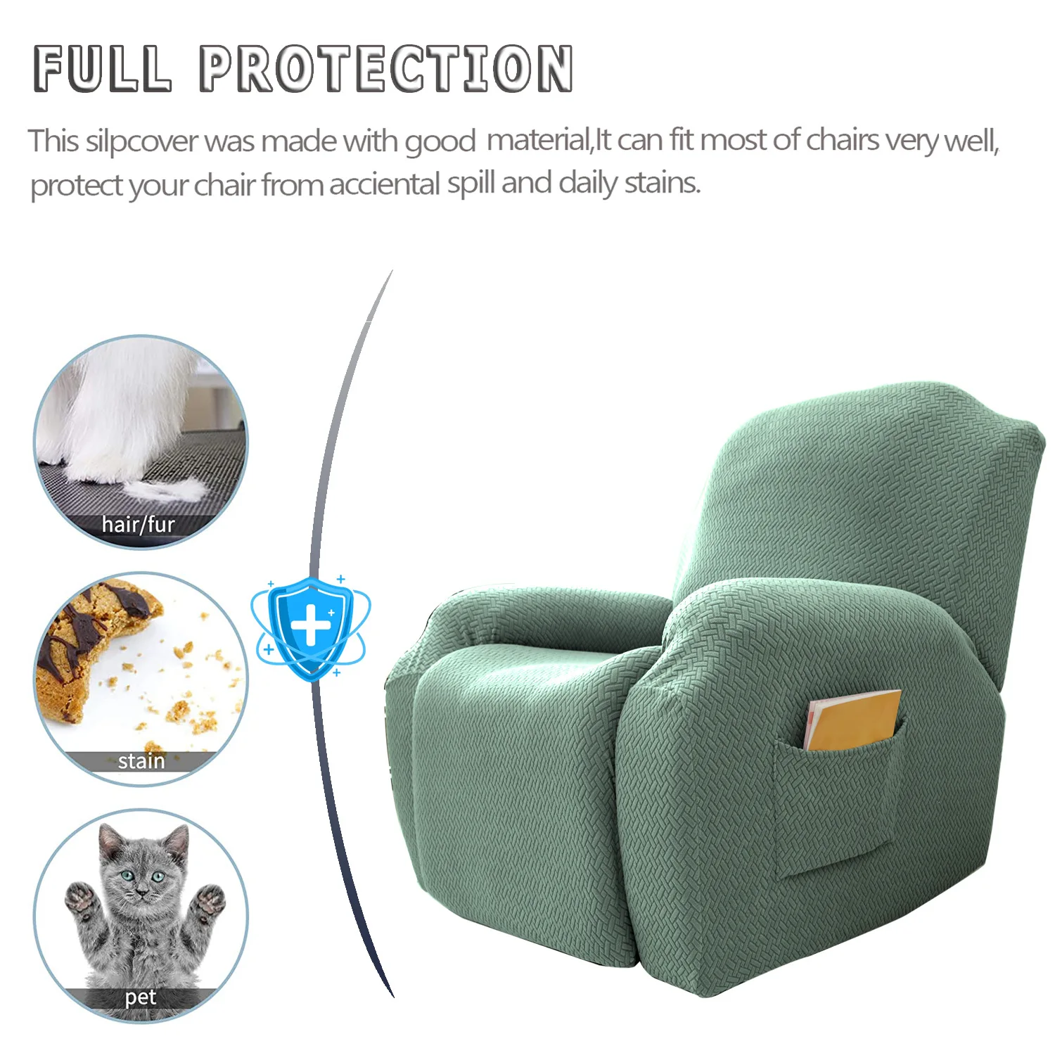 Twill Jacquard Recliner Sofa Cover Non-slip Lazy Boy Sofa Cover All-inclusive Lounger Single Seater Couch Slipcover Armchair 1PC