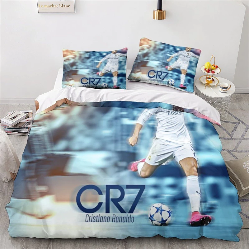 Duvet Cover Ronaldo 3D Kids Boys Girls Duvet Cover Soft Bedspread 2/3 Piece Set with Zipper Closure Soft Microfiber King Size