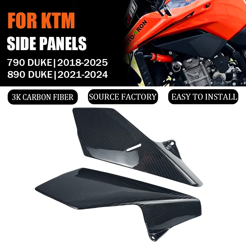For KTM DUKE 790 890  2018-2025 3K Real Carbon Fiber Side Panels below Tank Fairings Protectors Motorcycle Accessories