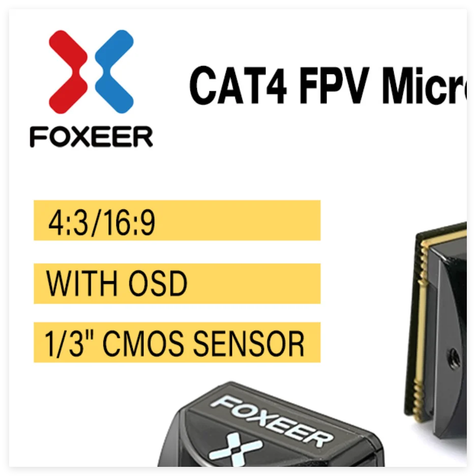 

FOXEER CAT 4 FPV камера Микро/мини-камера 1/3 CMOS 4:3/16:9 с WDR 1200TVL RC FPV Дрон
