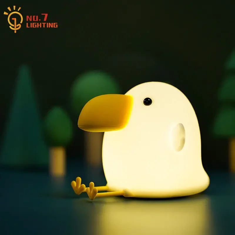 Atmosphere Warm Lovely Cute Bud Bird Night Lights with Patting Switch LED USB Charging Kids Room Bedroom Bedside As Gift Study