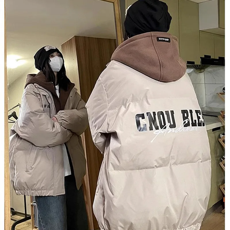 Parkas americanas de peito único para mulheres, casacos casuais, casaco quente, casaco grunge grosso, moda retrô, outono e inverno, 2023