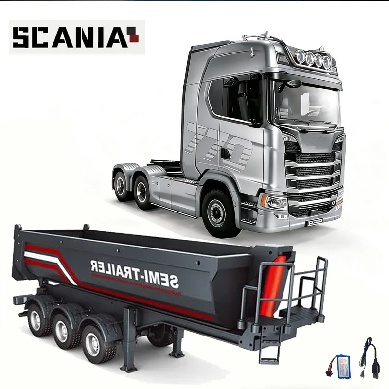 2026 New Huina 1501 1509 Scania 770S Full Scale RC Large Truck Trailer Flat Dump Bucket Model Electric Truck Toy High end Gift image 3