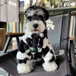 Fashion Dog Winter Clothes Warm Fleece Dog Coat Trendy Fur Dog Cat Coat Black White Boy Girl Yorkies Chihuahua Cats Costume