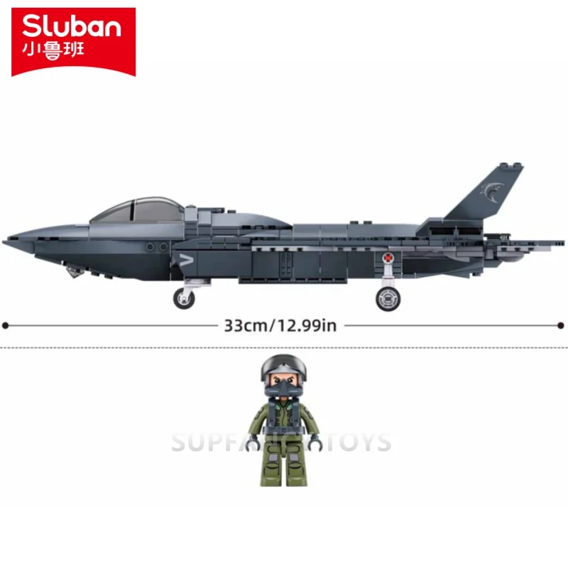 Sluban 335PCS Air Force J35 Stealth Fighter Jet Modell Bausteine Sets Flugzeug Ziegel Pädagogisches Spielzeug für Kinder